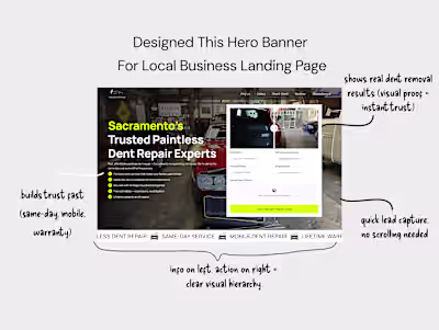 Recently Completed Landing Page Hero Design for Local Business