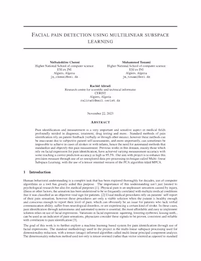 FACIAL PAIN DETECTION USING MULTI-LINEAR SUBSPACE LEARNING