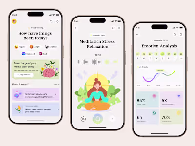 AI-Powered Mental Wellness Mobile App UI Hello, Everyone! 👋...