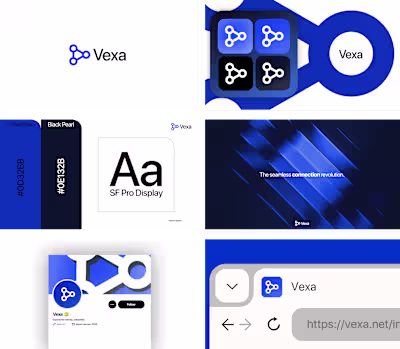 I developed the complete visual identity for Vexa, an intern...