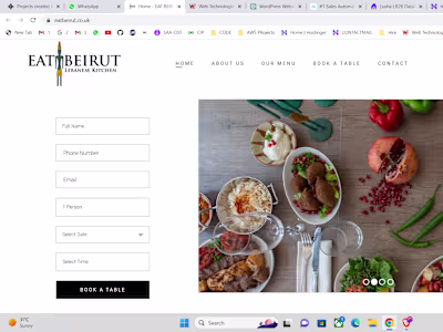 Eatbeirut UK Restaurant Fully Functional Website