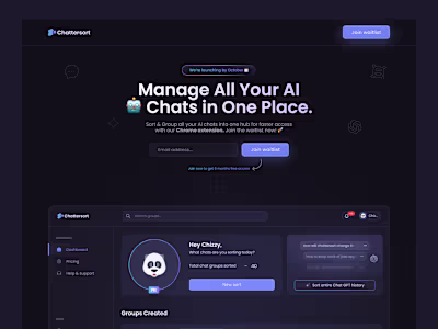 Chattersort waitlist landing page with framer