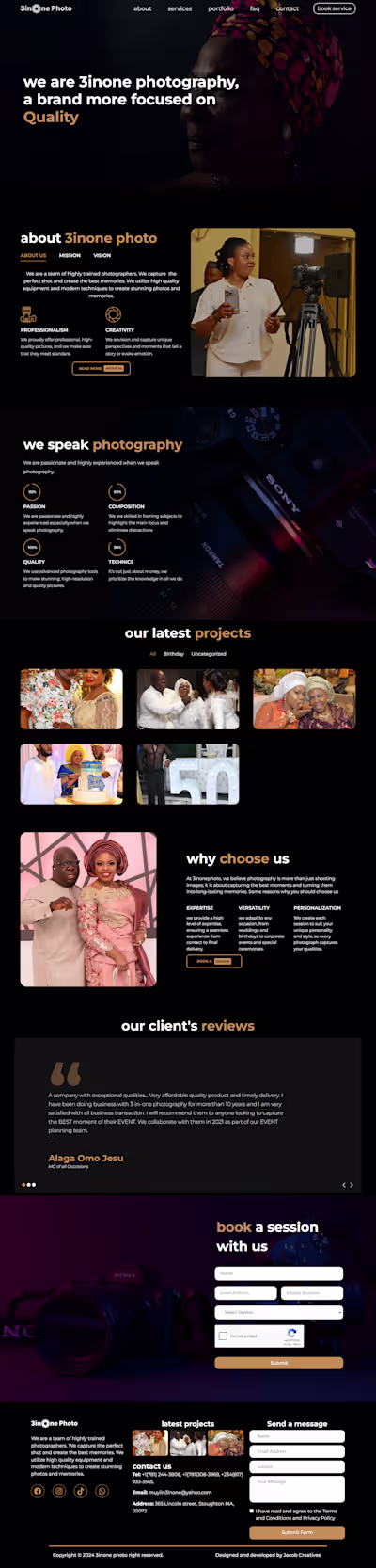 WordPress Website Redesign for 3inone Photography