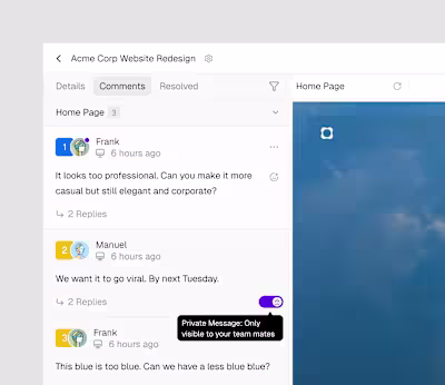 Working on a website feedback
