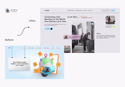 Before Vs After - Delivery Company Hero Section Design