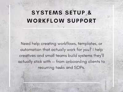 Systems Setup & Workflow Support