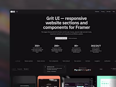 Grit UI — Multiple theme UI Kit  plugin for Framer