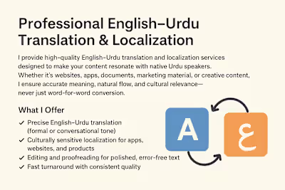 Professional English–Urdu Translation & Localization
