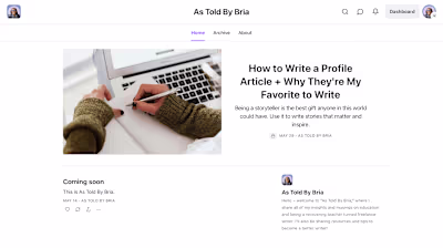 My Substack Newsletter: As Told By Bria