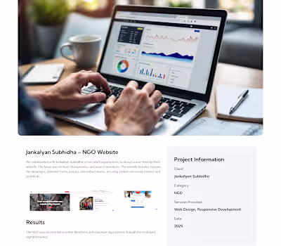 Web Design Service for Jankalyan Subhidha – NGO Website