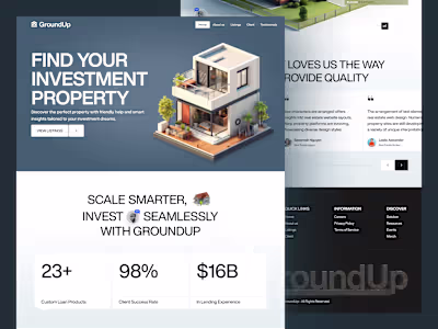 GroundUP Real Estate Investment Landing Page Design