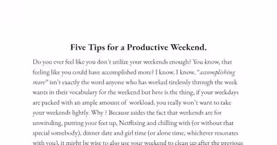 Five Tips for a Productive Weekend.