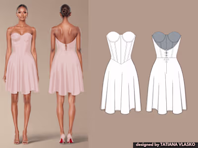 Fashion Design + Tech Pack + 3D Visualization + Sewing Patterns