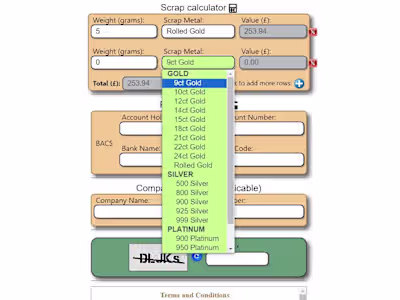 Metal Calculator WP plugin
