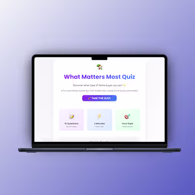 WhatMattersMostQuiz – Real Estate Discovery Web App