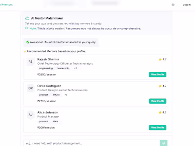 AI chatbot for mentor search