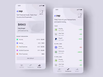 Zapp Mobile App Designs