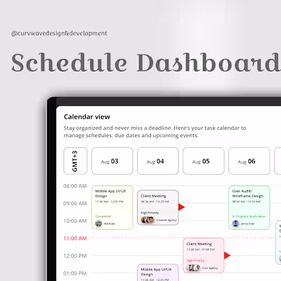 Work Schedule Dashboard UI Screen