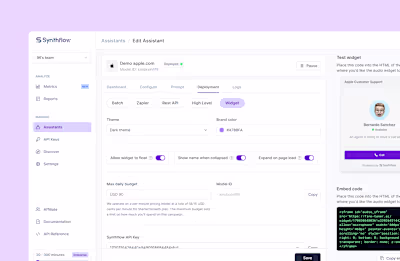 I had the opportunity to be the first designer for Synthflow...