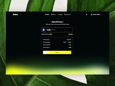 Concept design for Dice - an Ethereum 2.0 staking dApp.