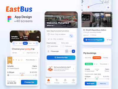 Professional Mobile App Design for a Bus travel company in Egypt