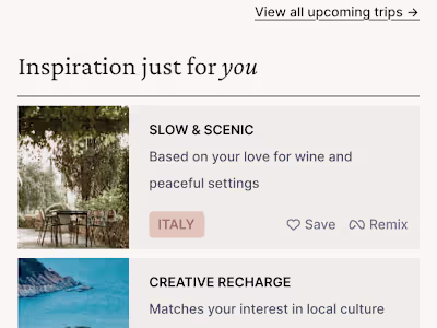 Curio Travel Web Application Design