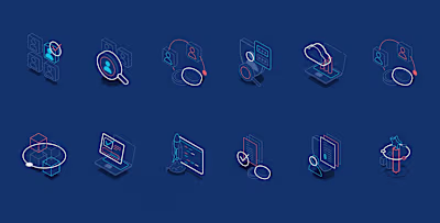 Fintech Platform Isometric Illustration & Icon Set