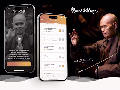 Plum Village – UX/UI for a Mindfulness App with 140K+ Users