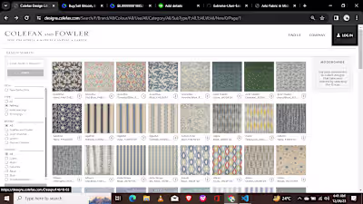 Colefax fabric listing website scrape with selenium