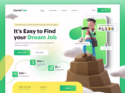 Curvetree | Landing Page - Adobe Illustrator, Webflow, Photoshop