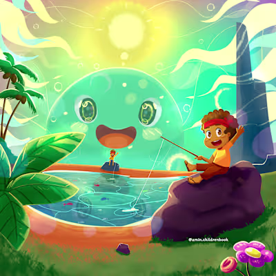 Let's Go Fishing - Children's Book Illustration