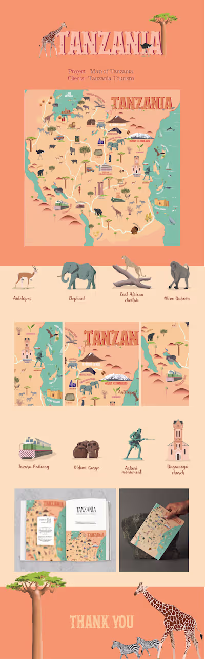 Discover Tanzania: A Vibrant Map Illustration Journey
