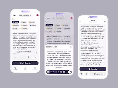AI Writing Assistant App Design