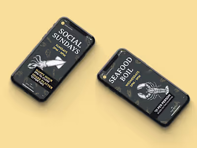 papi's seafood and oyster bar - social media, signage.