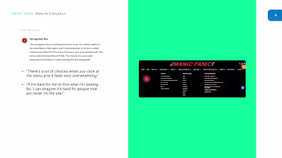 Manic Panic Website UX Strategy