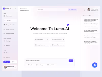 Lumo.AI Ai Assistant Dashboard