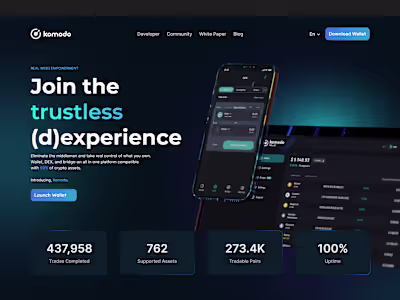 Web3 Wallet & DEX Platform Website Design for Komodo