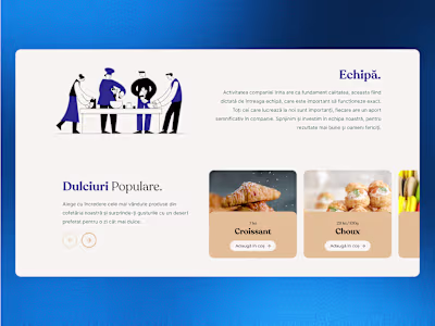 Crafted the team and popular sweets sections for Cofetăria I...
