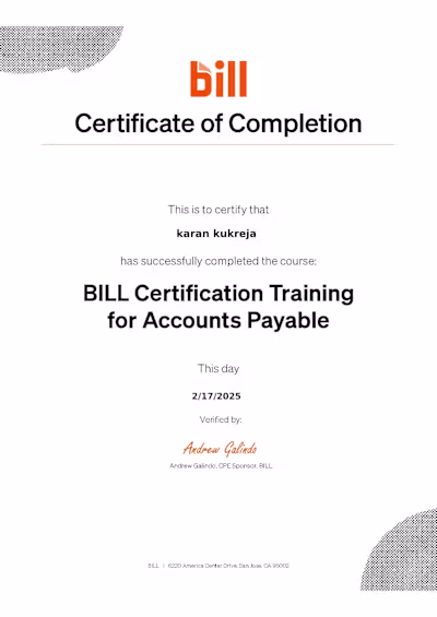 Bill.com Certification