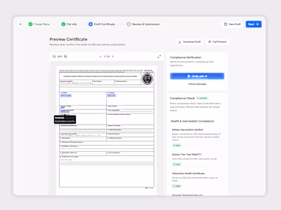 Pet Health Certificate Web App UI/UX (SaaS MVP)