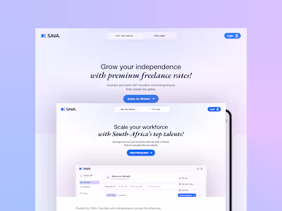 SAVA Marketplace Web App Design