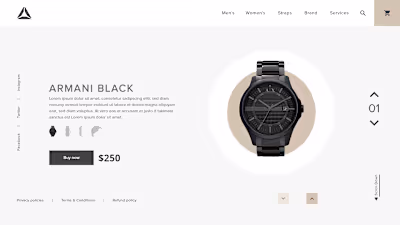 Armani Black Watch Landing Page