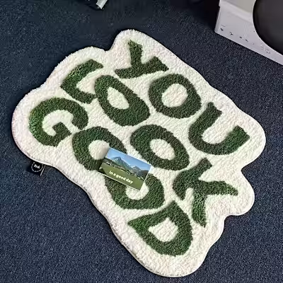 1pc Letter Pattern Irregular Bedside Rug, Creative Bathroom Non…