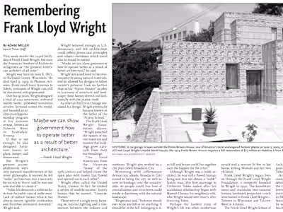 Article for The Epoch Times "Remembering Frank Lloyd Wright"