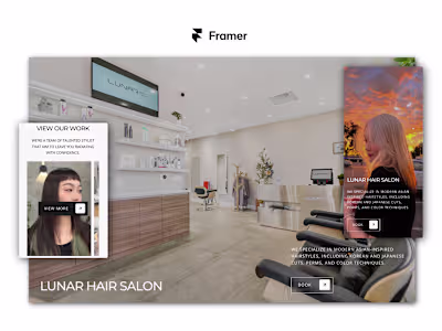 Lunar Hair Salon created w/ Framer and Integrated w/ Fresha