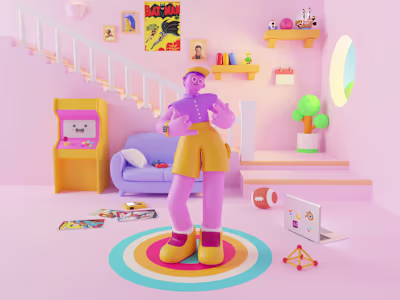 A vibrant, playful 3D Illustration