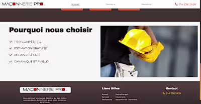 Made a construction landing page for a business