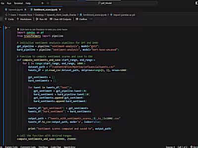 Sentiment ANALYSIS SCORES FOR BARD& GPT MODELS ,250,000 TWEETS 
