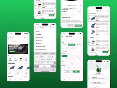 IOS app Design. Solar Panels selling app design