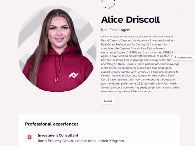 Framer Landing page design